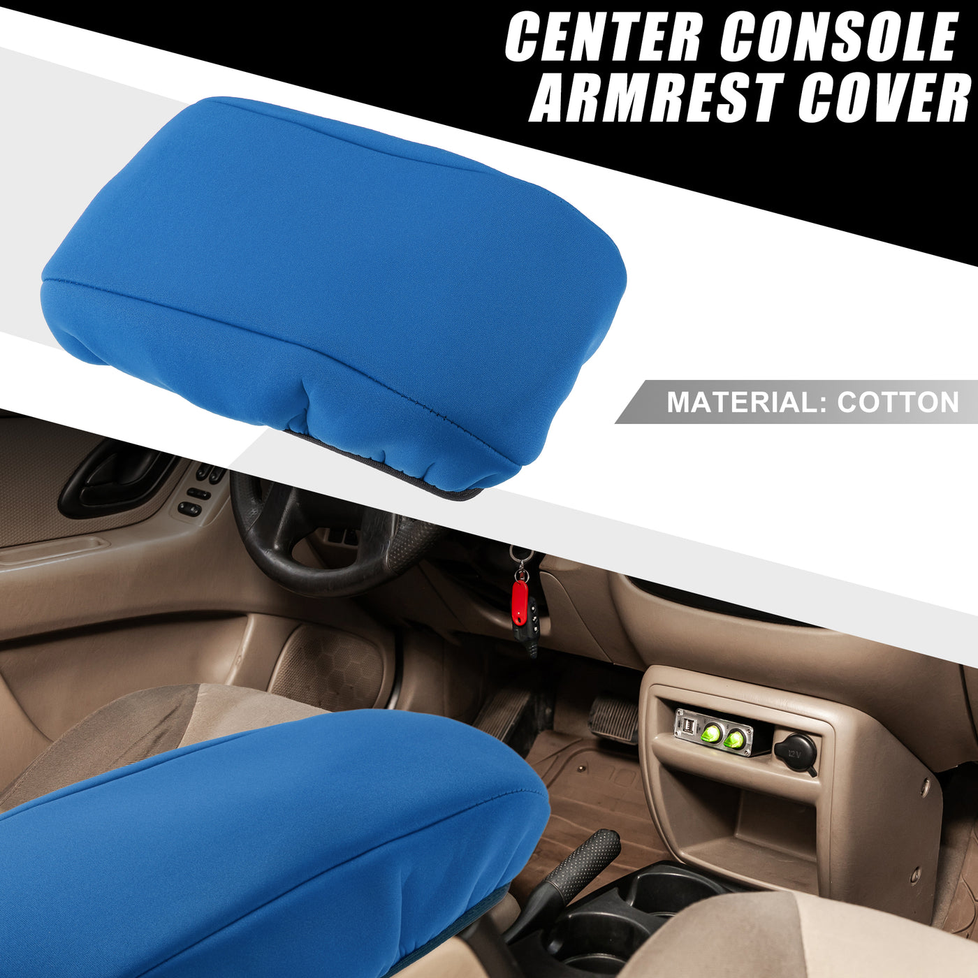 A ABSOPRO Car Center Center Console Armrest Cover Interior Protective Lid Storage Covers Trim for Ford Bronco Sport 2021-2023 Blue