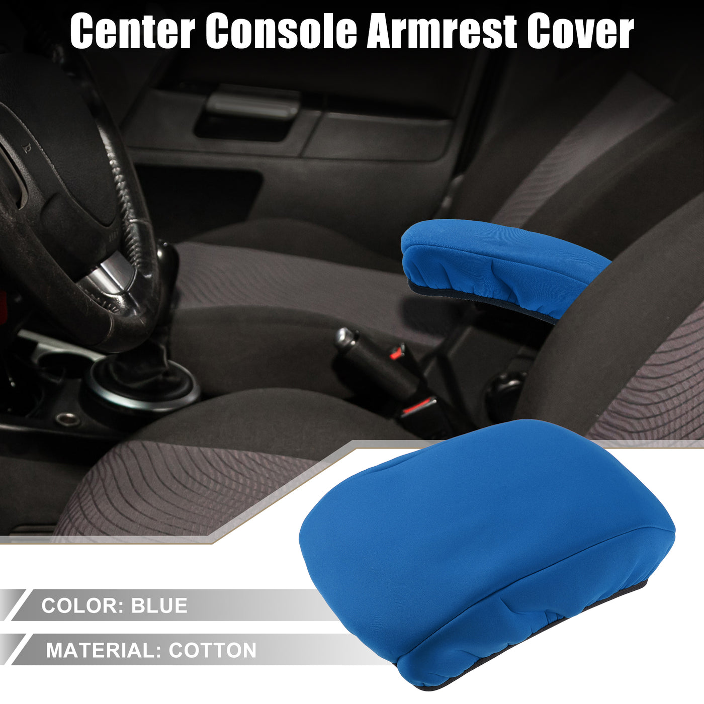 A ABSOPRO Car Center Center Console Armrest Cover Interior Protective Lid Storage Covers Trim for Ford Fusion 2017-2020 Blue