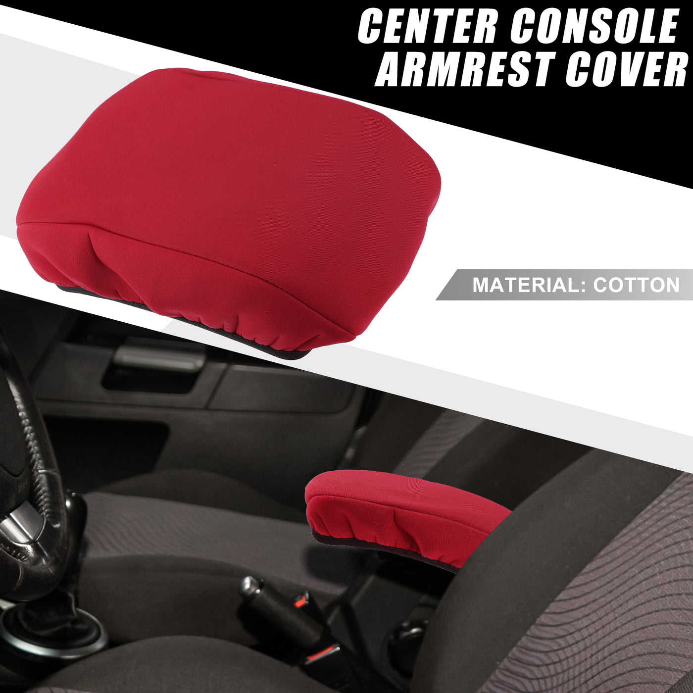 A ABSOPRO Car Center Center Console Armrest Cover Interior Protective Lid Storage Covers Trim for Ford Fusion 2017-2020 Red