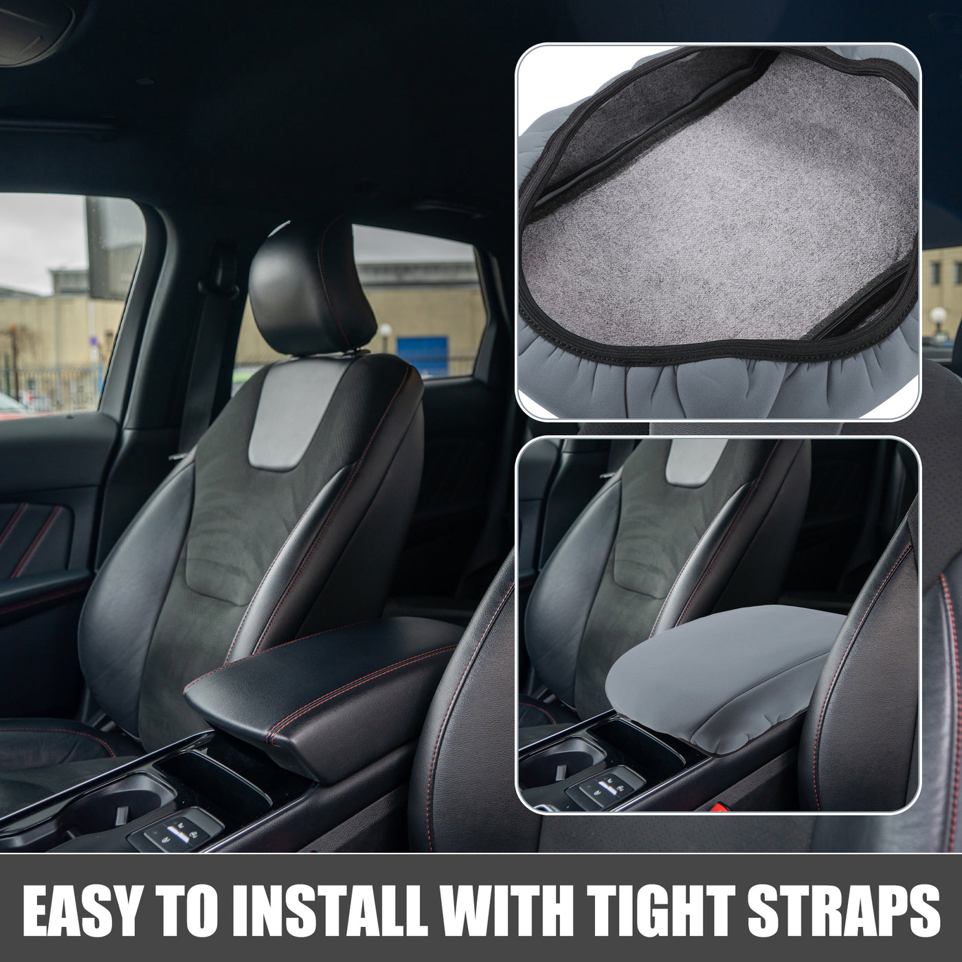 A ABSOPRO Car Center Center Console Armrest Cover Interior Protective Lid Storage Covers Trim for Ford Edge 2011-2014 Gray