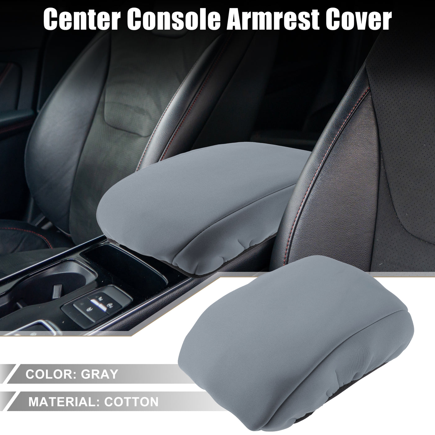 A ABSOPRO Car Center Center Console Armrest Cover Interior Protective Lid Storage Covers Trim for Ford Edge 2011-2014 Gray