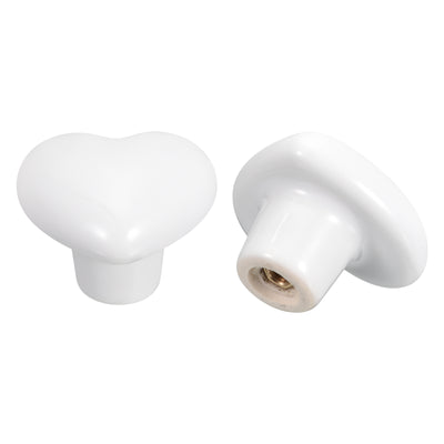 Harfington Uxcell 6Pcs Ceramic Knobs, Kitchen Drawer Knobs, Heart Shape Knobs, White