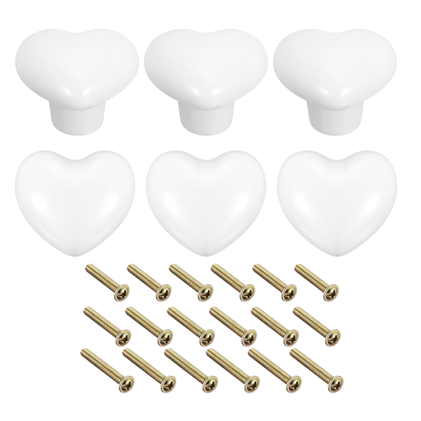 uxcell Uxcell 6Pcs Ceramic Knobs, Kitchen Drawer Knobs, Heart Shape Knobs, White