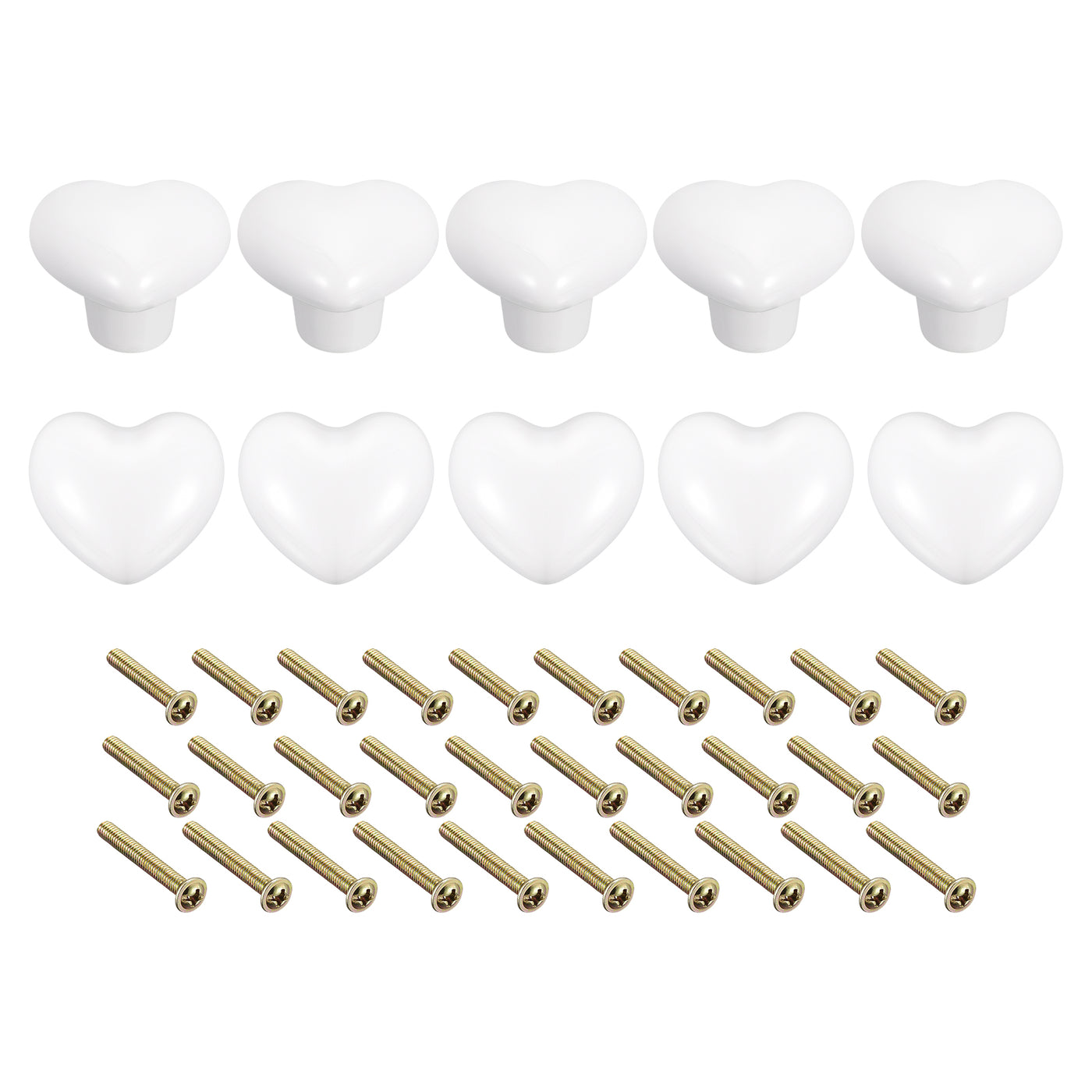 uxcell Uxcell 10Pcs Ceramic Knobs, Kitchen Drawer Knobs, Heart Shape Knobs, White