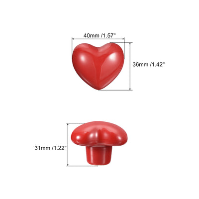 Harfington Uxcell 6Pcs Ceramic Knobs, Kitchen Drawer Knobs, Heart Shape Knobs, Red