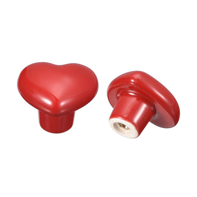 Harfington Uxcell 10Pcs Ceramic Knobs, Kitchen Drawer Knobs, Heart Shape Knobs, Red