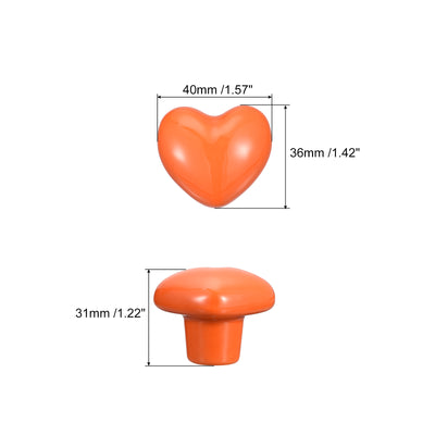 Harfington Uxcell 6Pcs Ceramic Knobs, Kitchen Drawer Knobs, Heart Shape Knobs, Orange