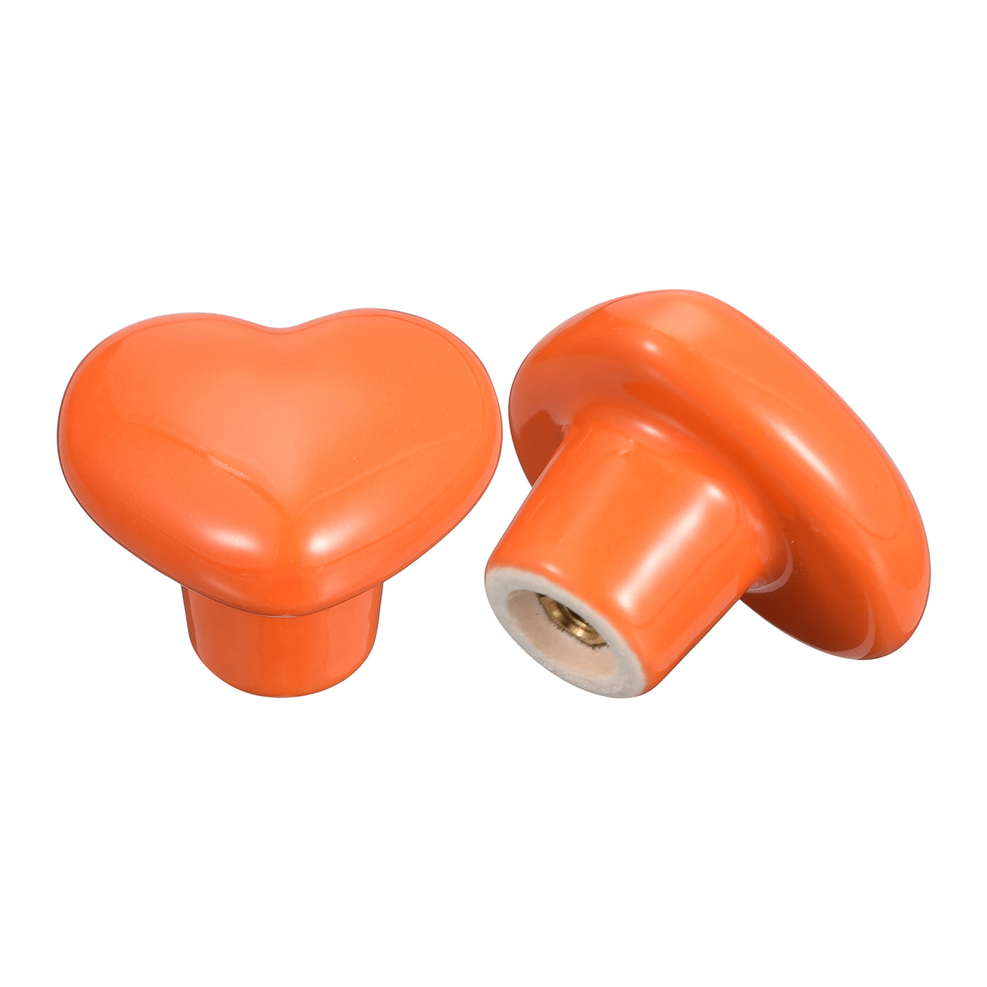 uxcell Uxcell 6Pcs Ceramic Knobs, Kitchen Drawer Knobs, Heart Shape Knobs, Orange