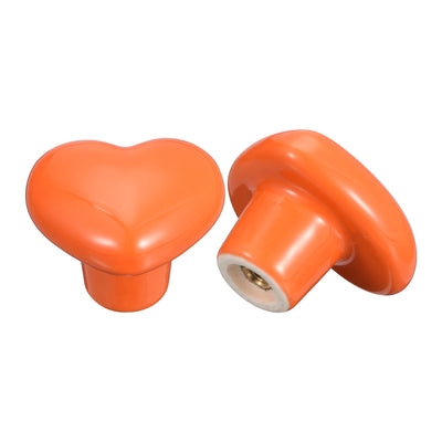 Harfington Uxcell 6Pcs Ceramic Knobs, Kitchen Drawer Knobs, Heart Shape Knobs, Orange