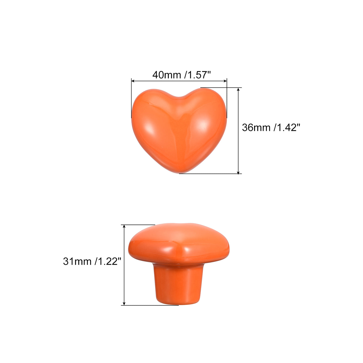 uxcell Uxcell 10Pcs Ceramic Knobs, Kitchen Drawer Knobs, Heart Shape Knobs, Orange