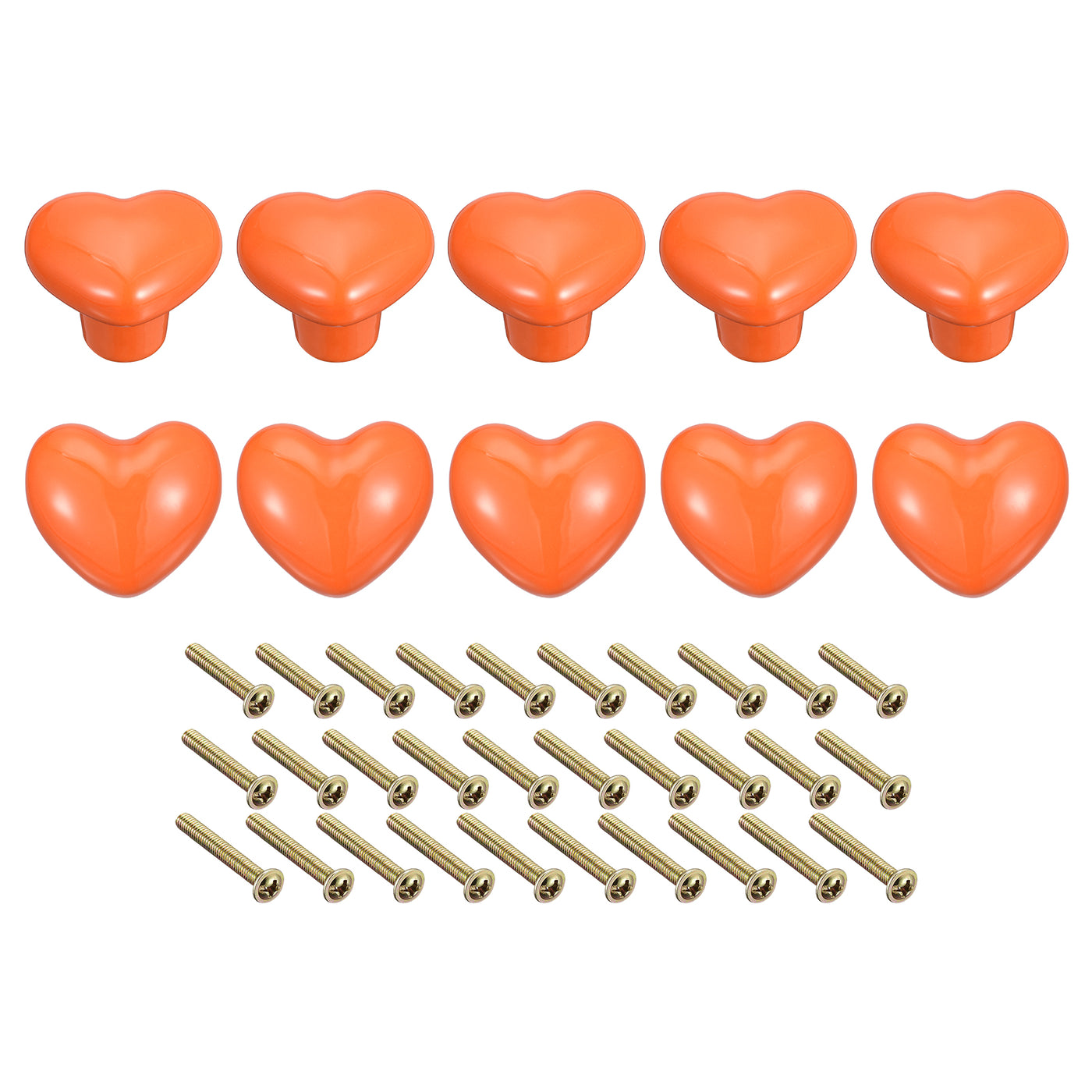 uxcell Uxcell 10Pcs Ceramic Knobs, Kitchen Drawer Knobs, Heart Shape Knobs, Orange