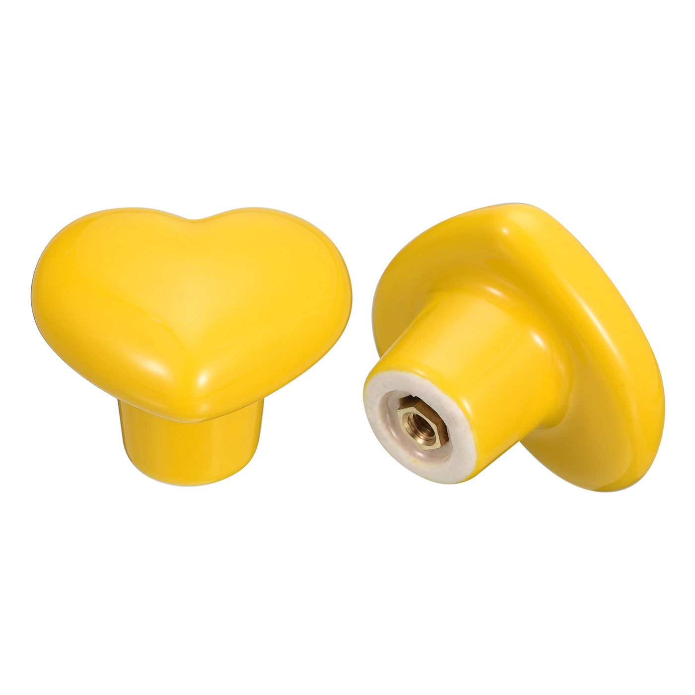 uxcell Uxcell 10Pcs Ceramic Knobs, Kitchen Drawer Knobs, Heart Shape Knobs, Yellow