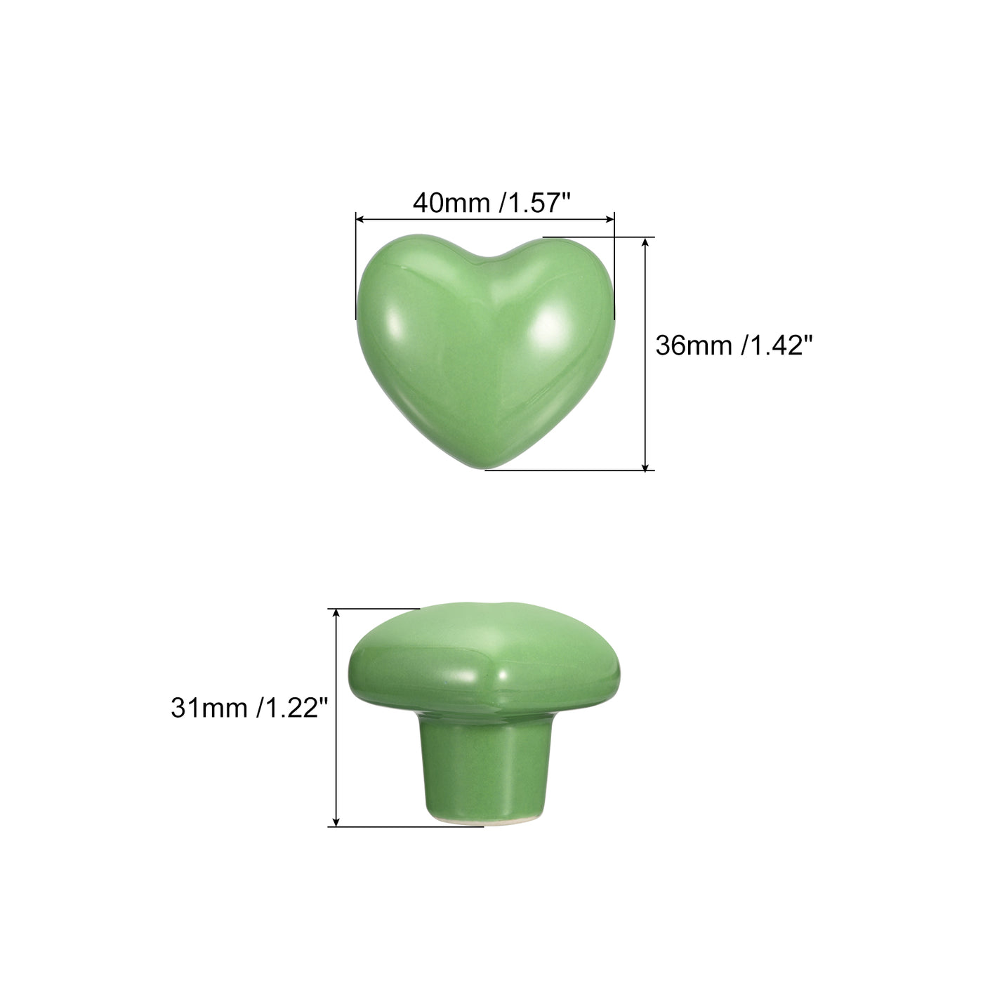 uxcell Uxcell 6Pcs Ceramic Knobs, Kitchen Drawer Knobs, Heart Shape Knobs, Green