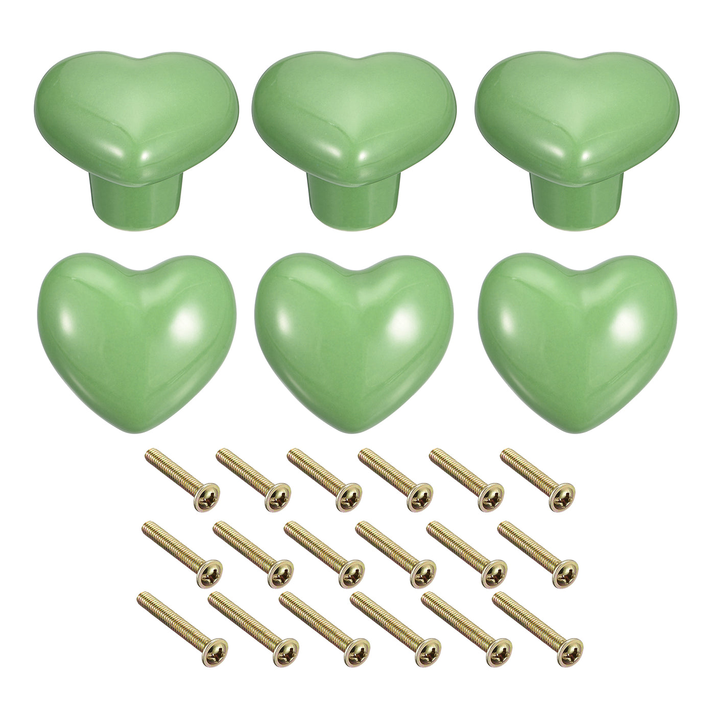 uxcell Uxcell 6Pcs Ceramic Knobs, Kitchen Drawer Knobs, Heart Shape Knobs, Green