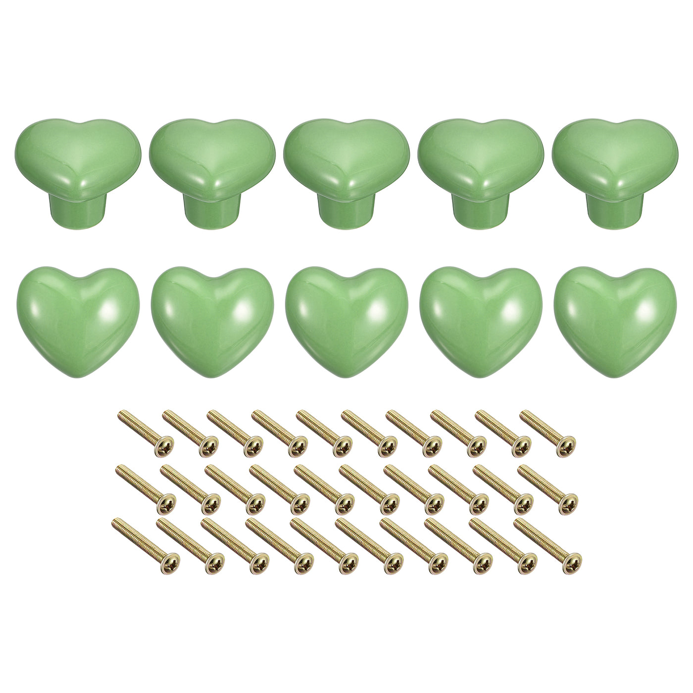 uxcell Uxcell 10Pcs Ceramic Knobs, Kitchen Drawer Knobs, Heart Shape Knobs, Green