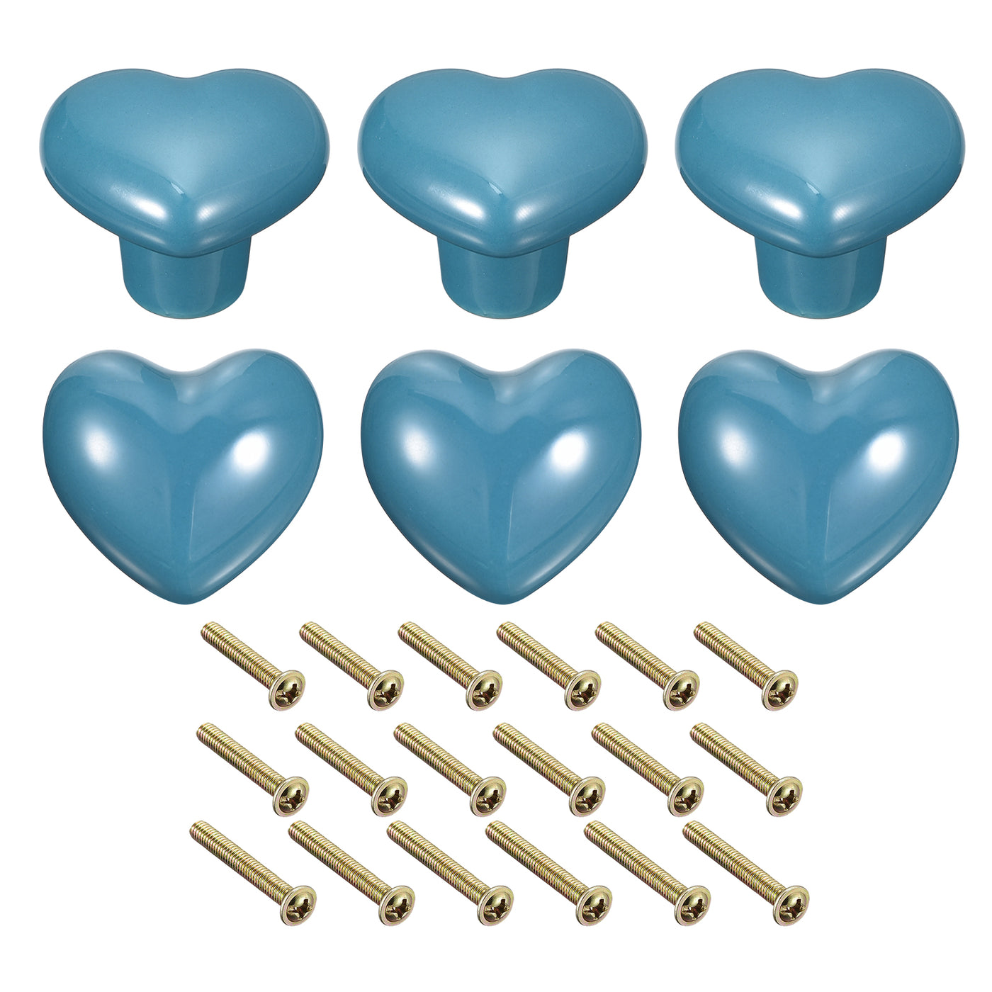 uxcell Uxcell 6Pcs Ceramic Knobs, Kitchen Drawer Knobs, Heart Shape Knobs, Blue