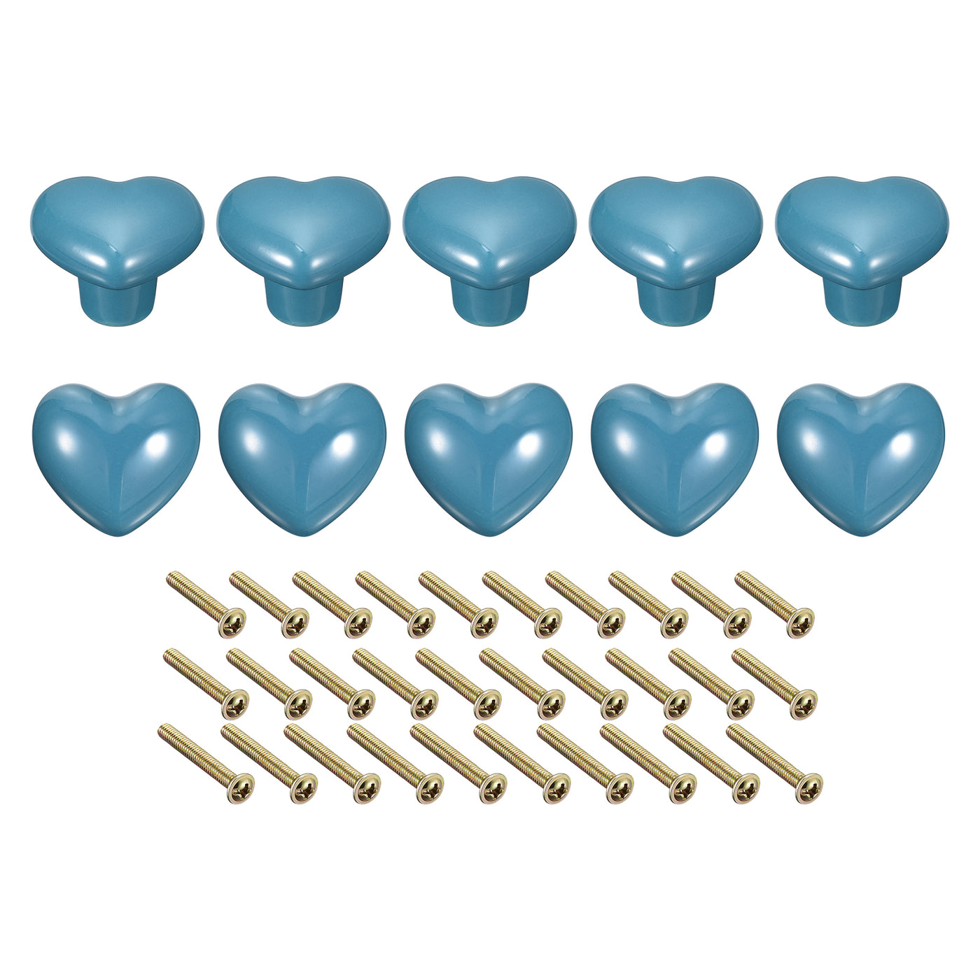 uxcell Uxcell 10Pcs Ceramic Knobs, Kitchen Drawer Knobs, Heart Shape Knobs, Blue