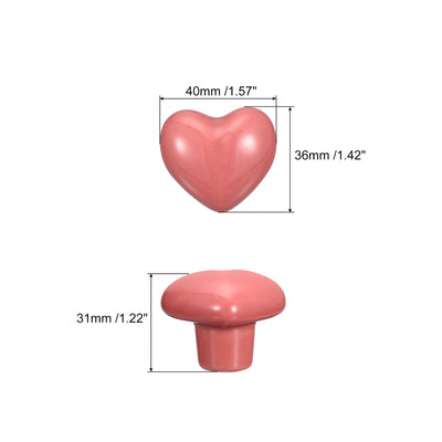 Harfington Uxcell 6Pcs Ceramic Knobs, Kitchen Drawer Knobs, Heart Shape Knobs, Pink