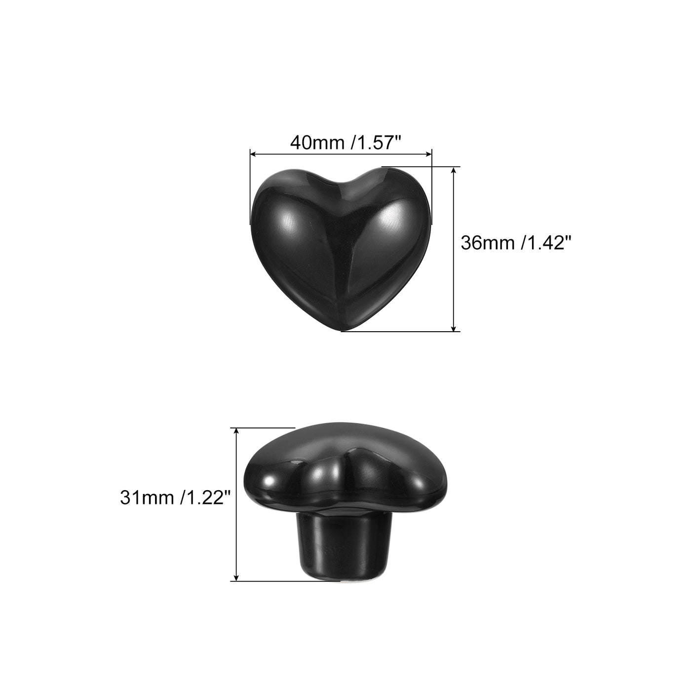 uxcell Uxcell 6Pcs Ceramic Knobs, Kitchen Drawer Knobs, Heart Shape Knobs, Black