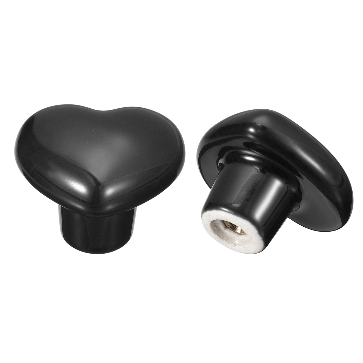 uxcell Uxcell 6Pcs Ceramic Knobs, Kitchen Drawer Knobs, Heart Shape Knobs, Black