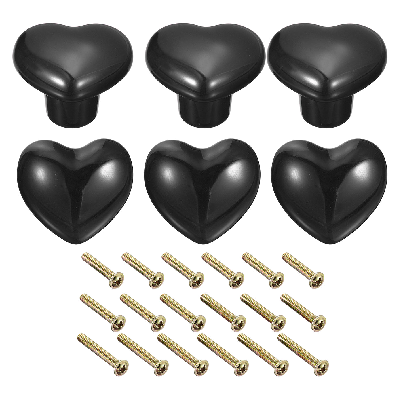 uxcell Uxcell 6Pcs Ceramic Knobs, Kitchen Drawer Knobs, Heart Shape Knobs, Black