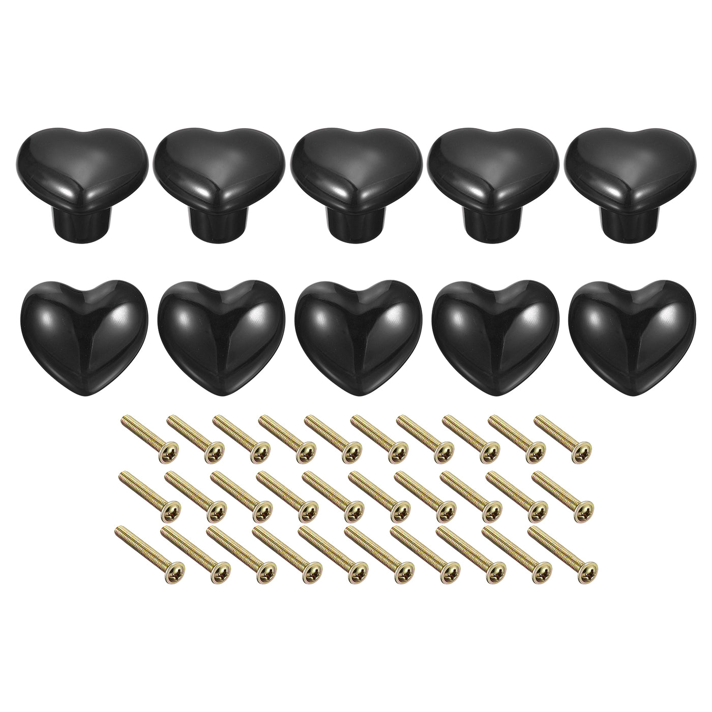 uxcell Uxcell 10Pcs Ceramic Knobs, Kitchen Drawer Knobs, Heart Shape Knobs, Black