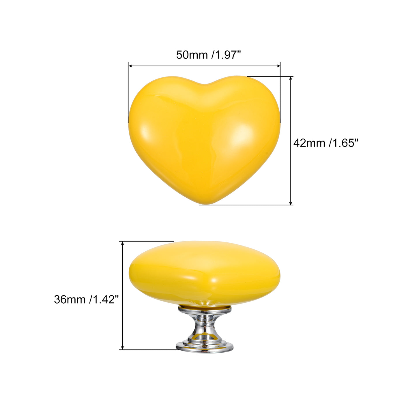 uxcell Uxcell 8Pcs Ceramic Knobs, Kitchen Drawer Knobs, Heart Shape Knobs, Yellow