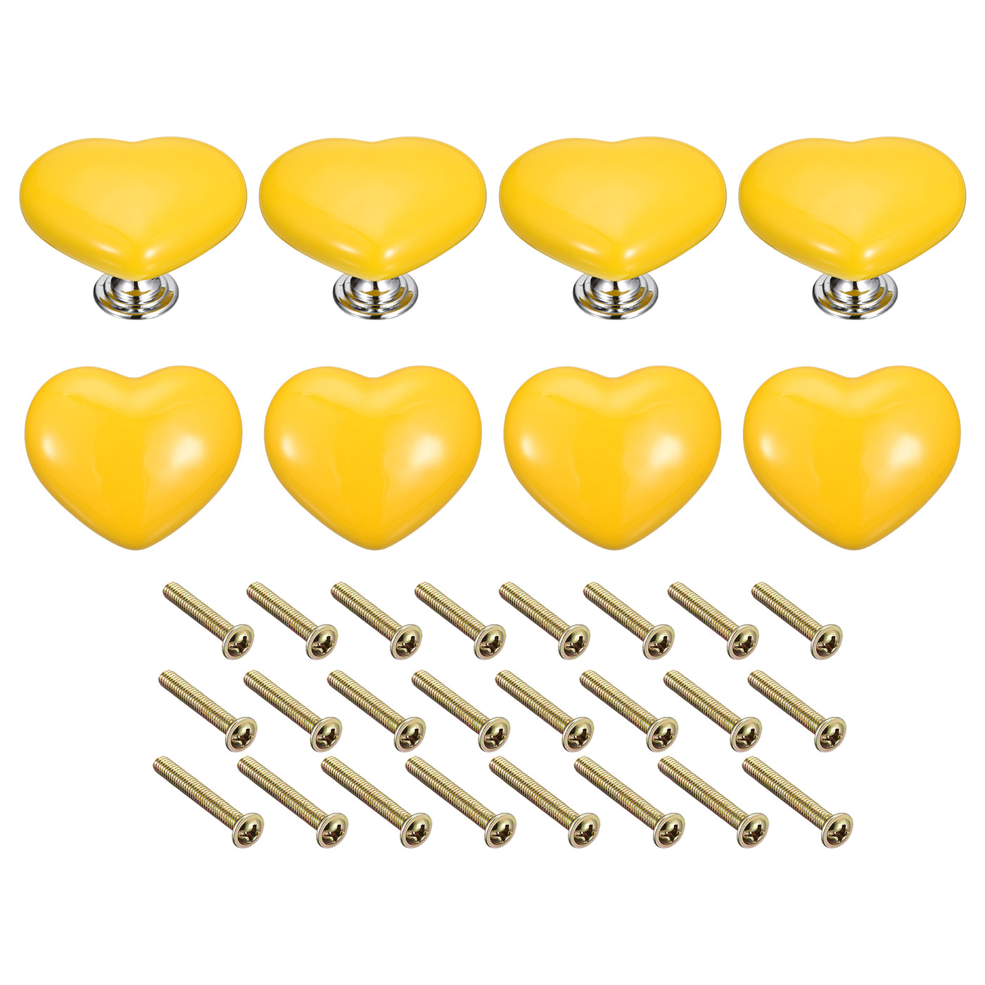 uxcell Uxcell 8Pcs Ceramic Knobs, Kitchen Drawer Knobs, Heart Shape Knobs, Yellow