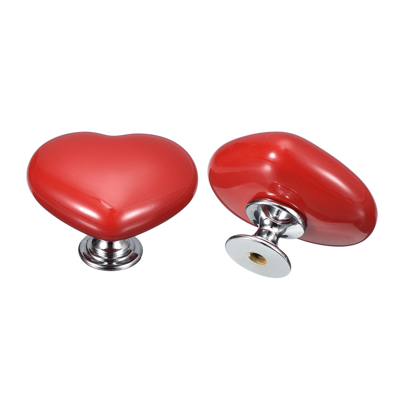 uxcell Uxcell 8Pcs Ceramic Knobs, Kitchen Drawer Knobs, Heart Shape Knobs, Red