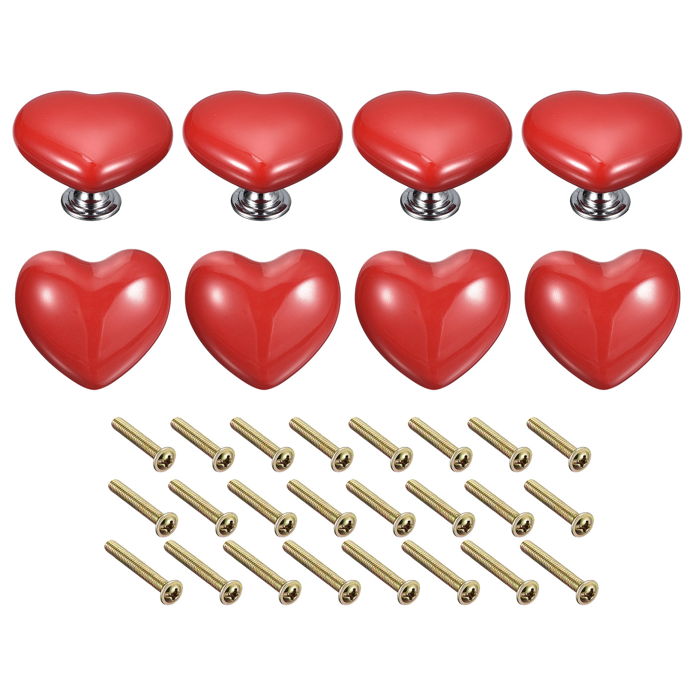 uxcell Uxcell 8Pcs Ceramic Knobs, Kitchen Drawer Knobs, Heart Shape Knobs, Red