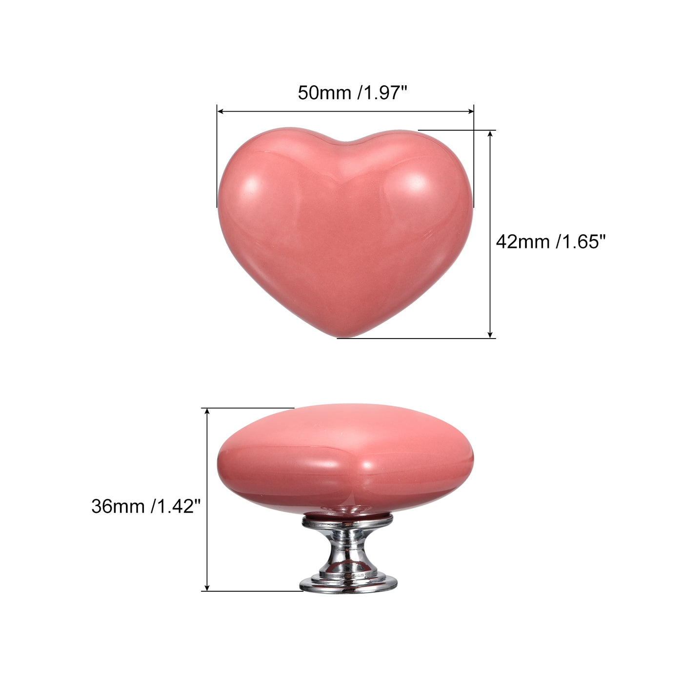 uxcell Uxcell 8Pcs Ceramic Knobs, Kitchen Drawer Knobs, Heart Shape Knobs, Pink