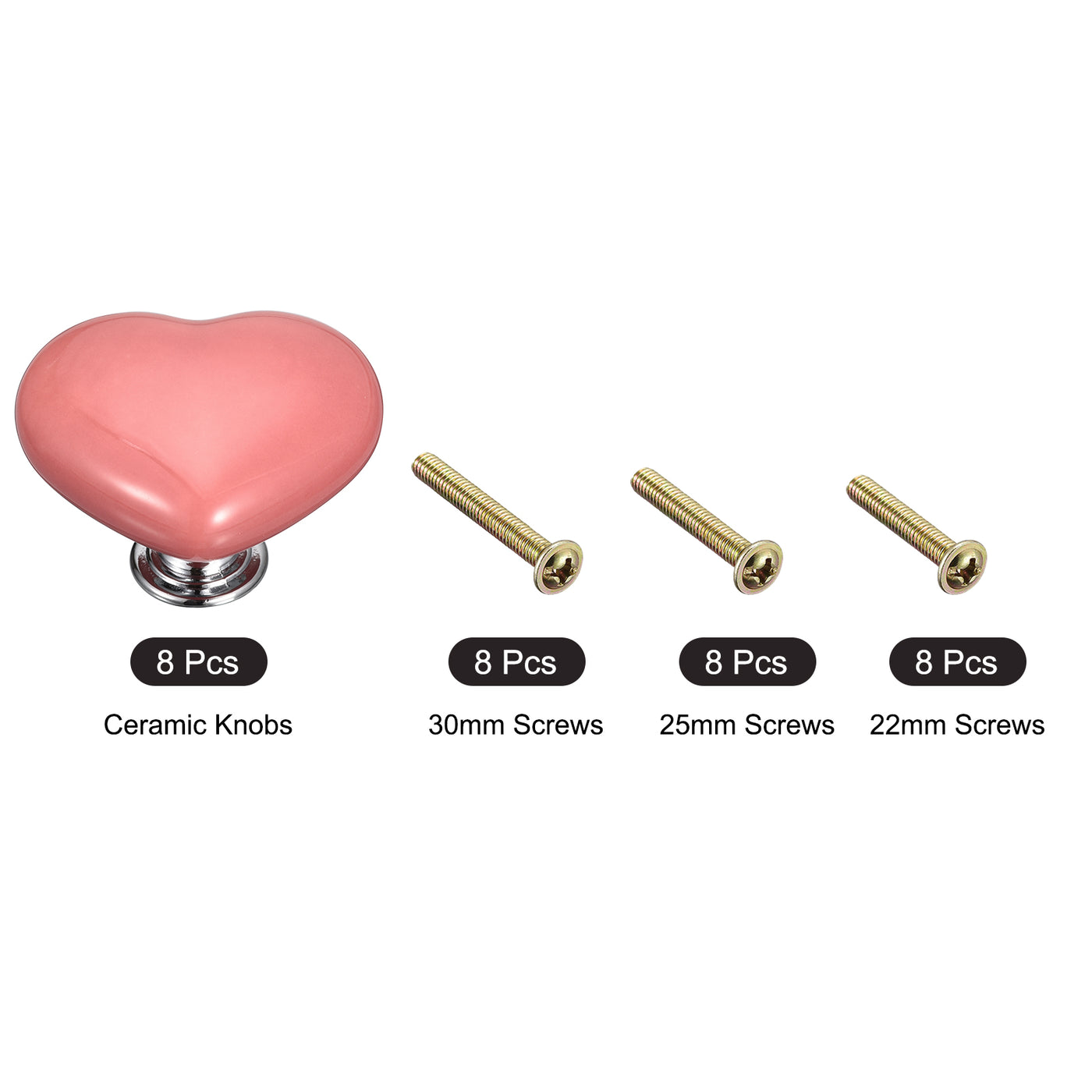 uxcell Uxcell 8Pcs Ceramic Knobs, Kitchen Drawer Knobs, Heart Shape Knobs, Pink