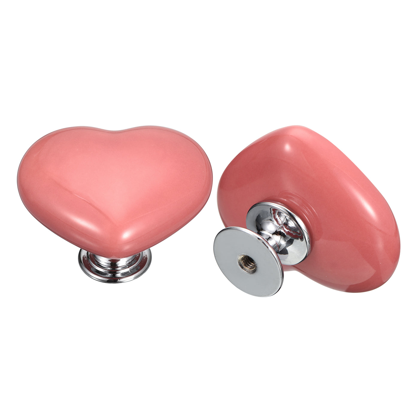 uxcell Uxcell 8Pcs Ceramic Knobs, Kitchen Drawer Knobs, Heart Shape Knobs, Pink