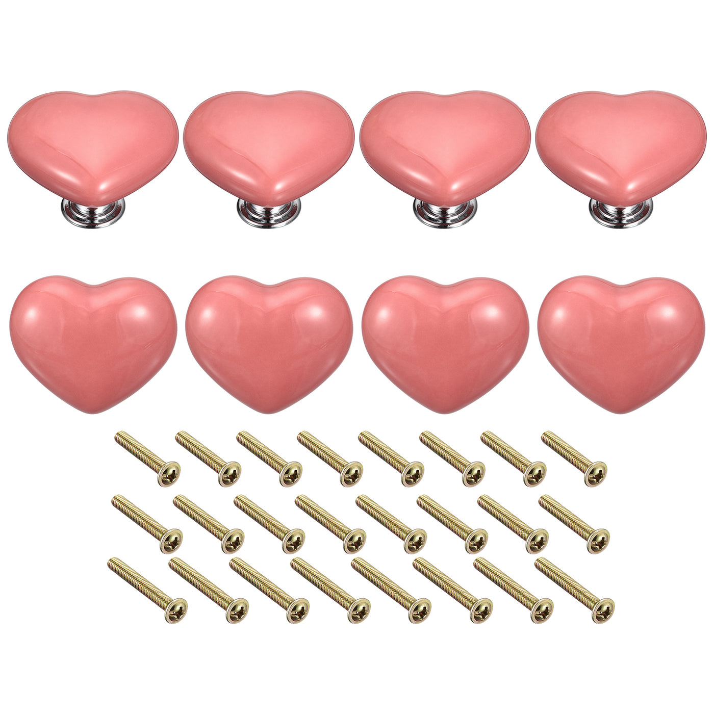 uxcell Uxcell 8Pcs Ceramic Knobs, Kitchen Drawer Knobs, Heart Shape Knobs, Pink