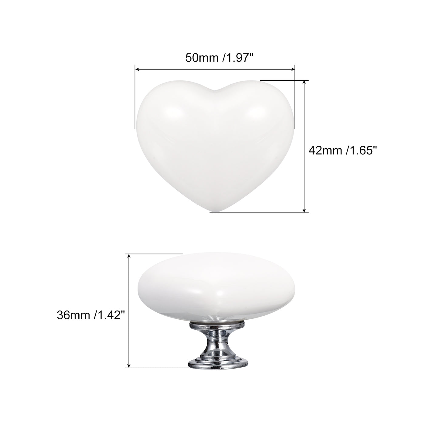 uxcell Uxcell 8Pcs Ceramic Knobs, Kitchen Drawer Knobs, Heart Shape Knobs, White