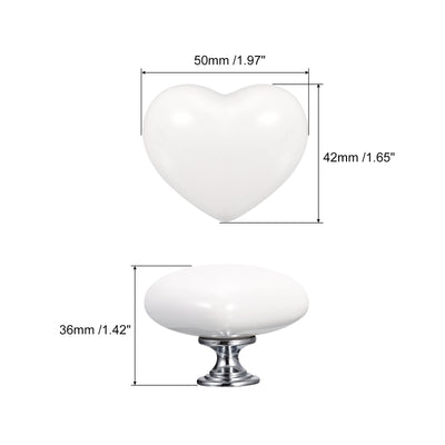 Harfington Uxcell 8Pcs Ceramic Knobs, Kitchen Drawer Knobs, Heart Shape Knobs, White