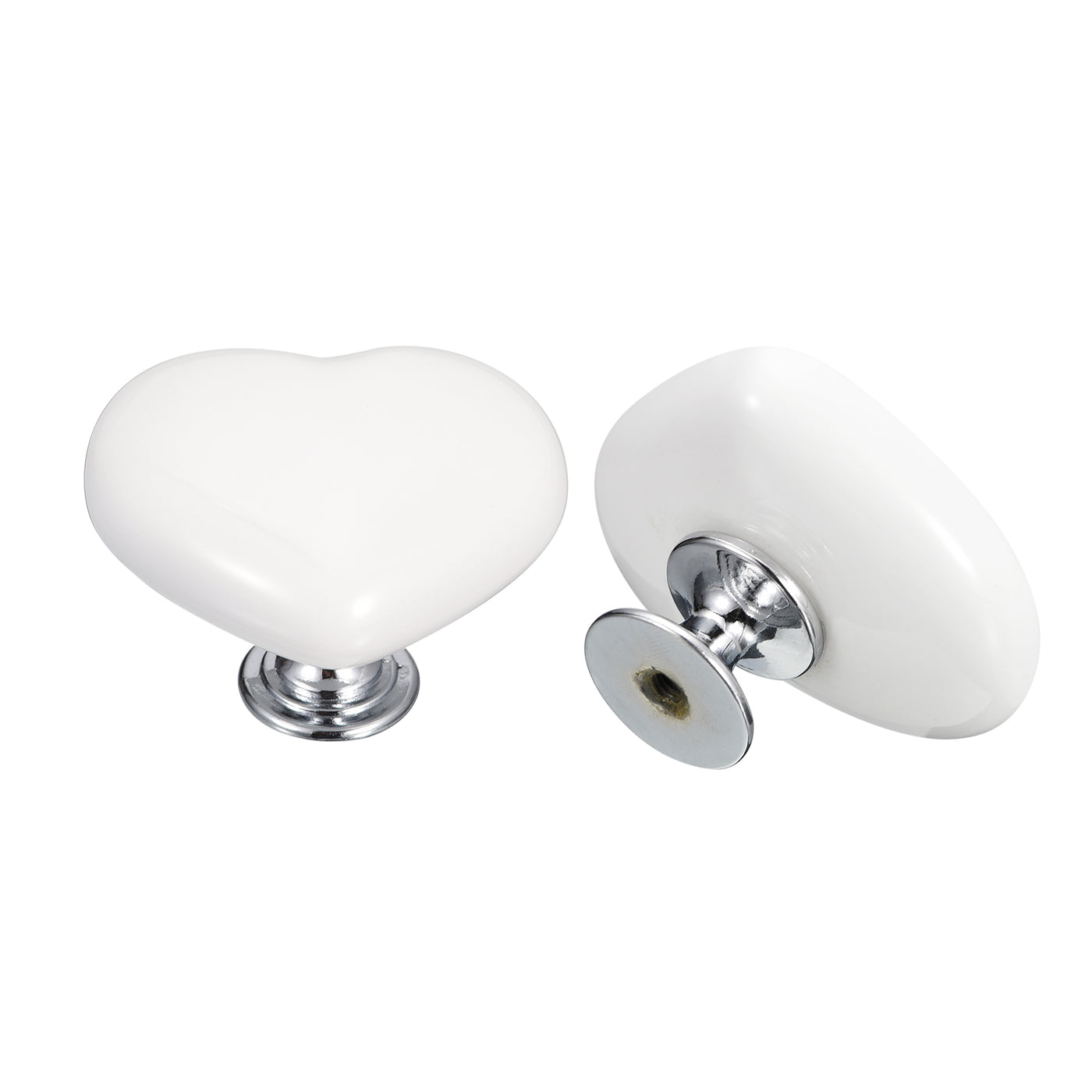 uxcell Uxcell 8Pcs Ceramic Knobs, Kitchen Drawer Knobs, Heart Shape Knobs, White