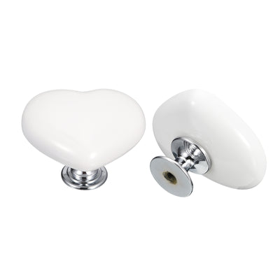 Harfington Uxcell 8Pcs Ceramic Knobs, Kitchen Drawer Knobs, Heart Shape Knobs, White