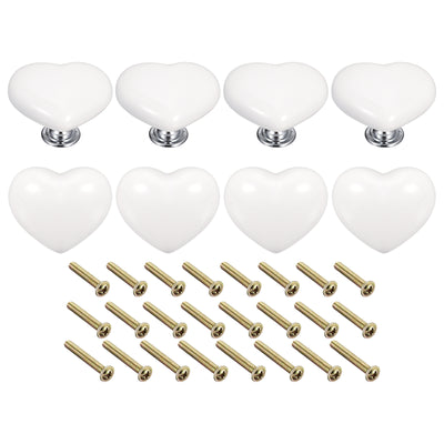 uxcell Uxcell 8Pcs Ceramic Knobs, Kitchen Drawer Knobs, Heart Shape Knobs, White