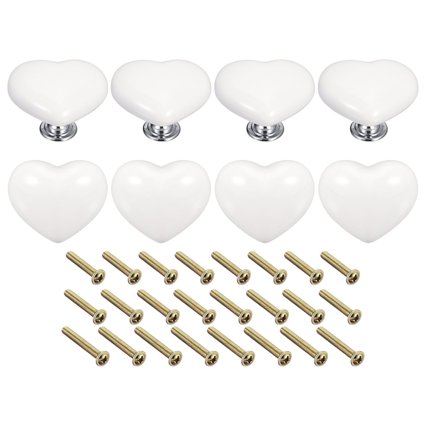 uxcell Uxcell 8Pcs Ceramic Knobs, Kitchen Drawer Knobs, Heart Shape Knobs, White