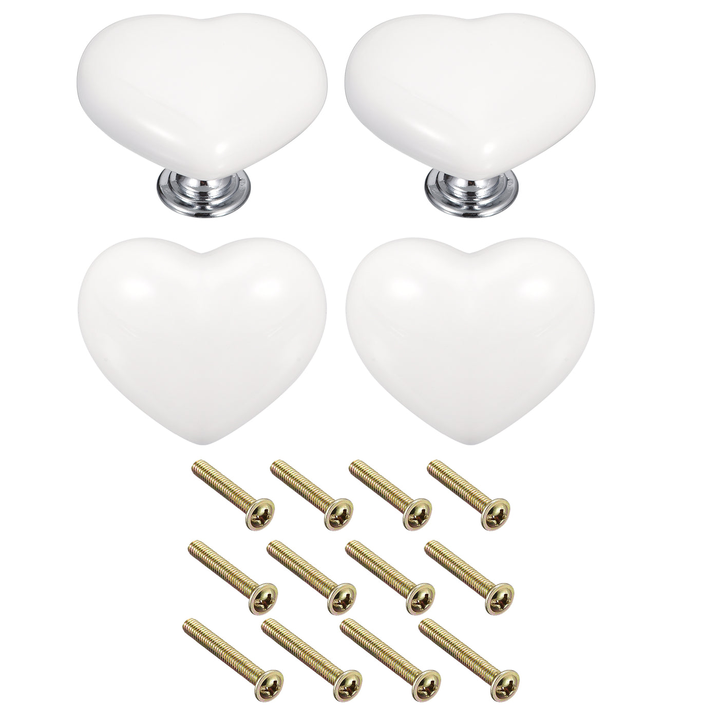 uxcell Uxcell 4Pcs Ceramic Knobs, Kitchen Drawer Knobs, Heart Shape Knobs, White