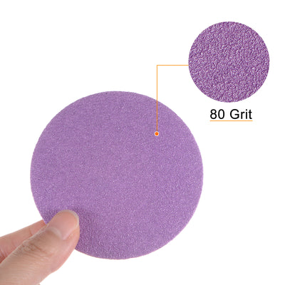 Harfington 50Stk 80 Grit Lila Schleifscheiben 3" Klett-Schleifpapier Professionell Sandpapier Nass-Trocken-Politur für Metall Holz Trockenbau