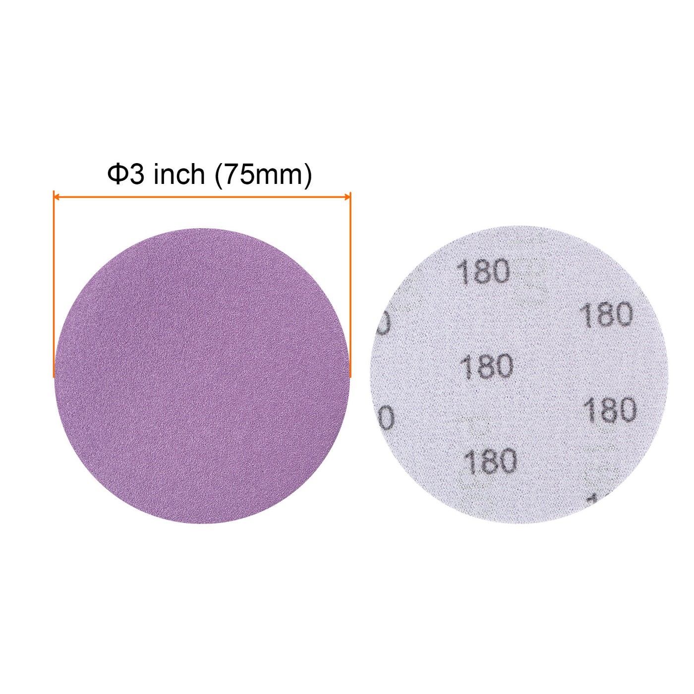 Harfington 50pcs 180 Grit Purple Sanding Discs 3 Inch Hook and Loop Circular Sandpapers