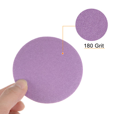 Harfington 50pcs 180 Grit Purple Sanding Discs 3 Inch Hook and Loop Circular Sandpapers