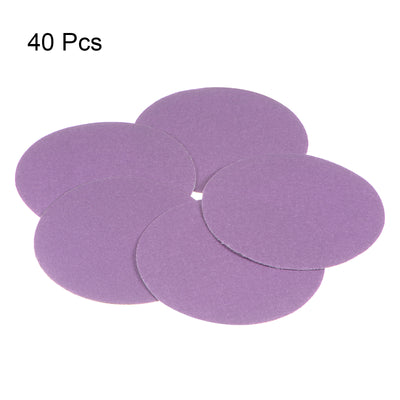 Harfington 40pcs 240 Grit Purple Sanding Discs 3 Inch Hook and Loop Circular Sandpapers