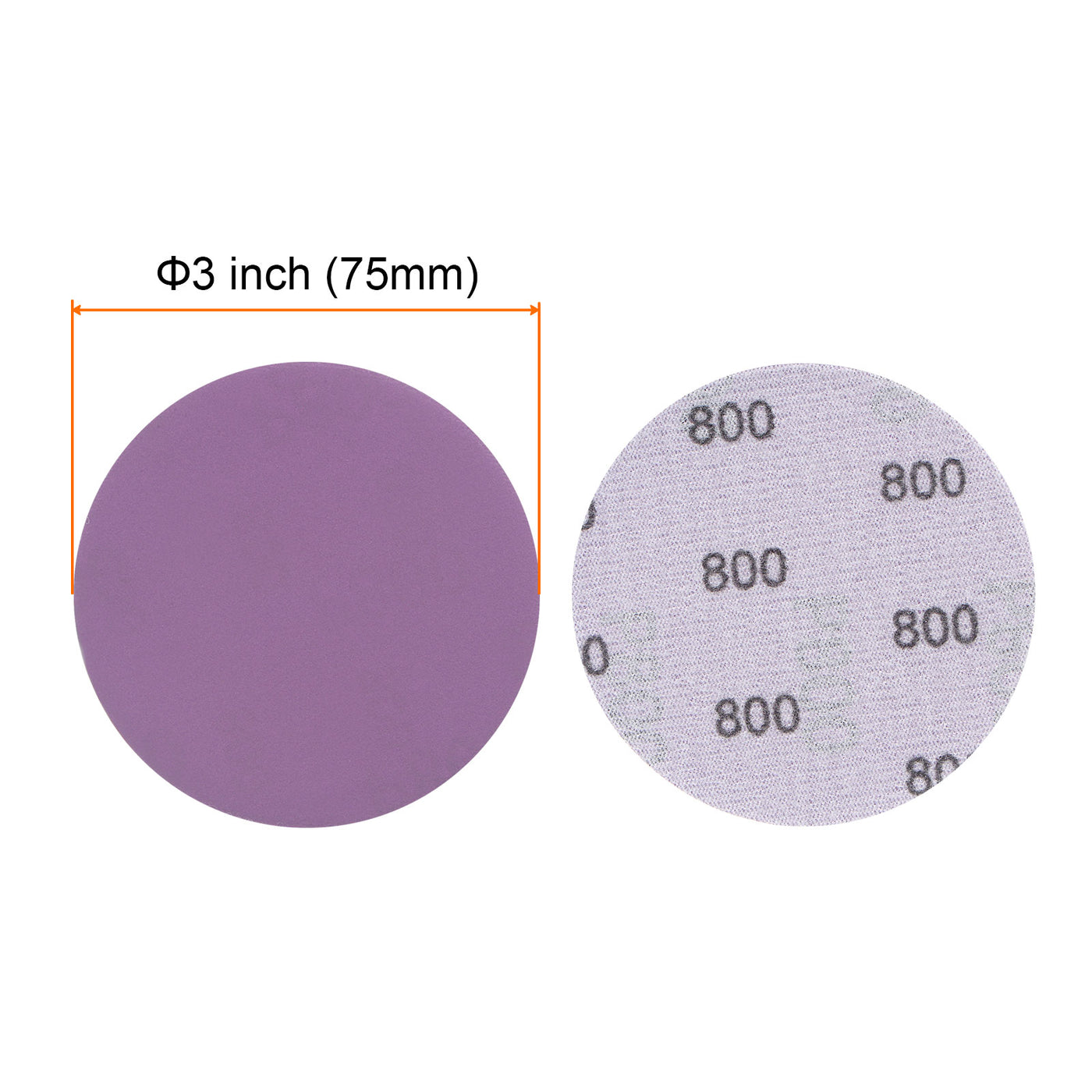 Harfington 50pcs 800 Grit Purple Sanding Discs 3 Inch Hook and Loop Circular Sandpapers