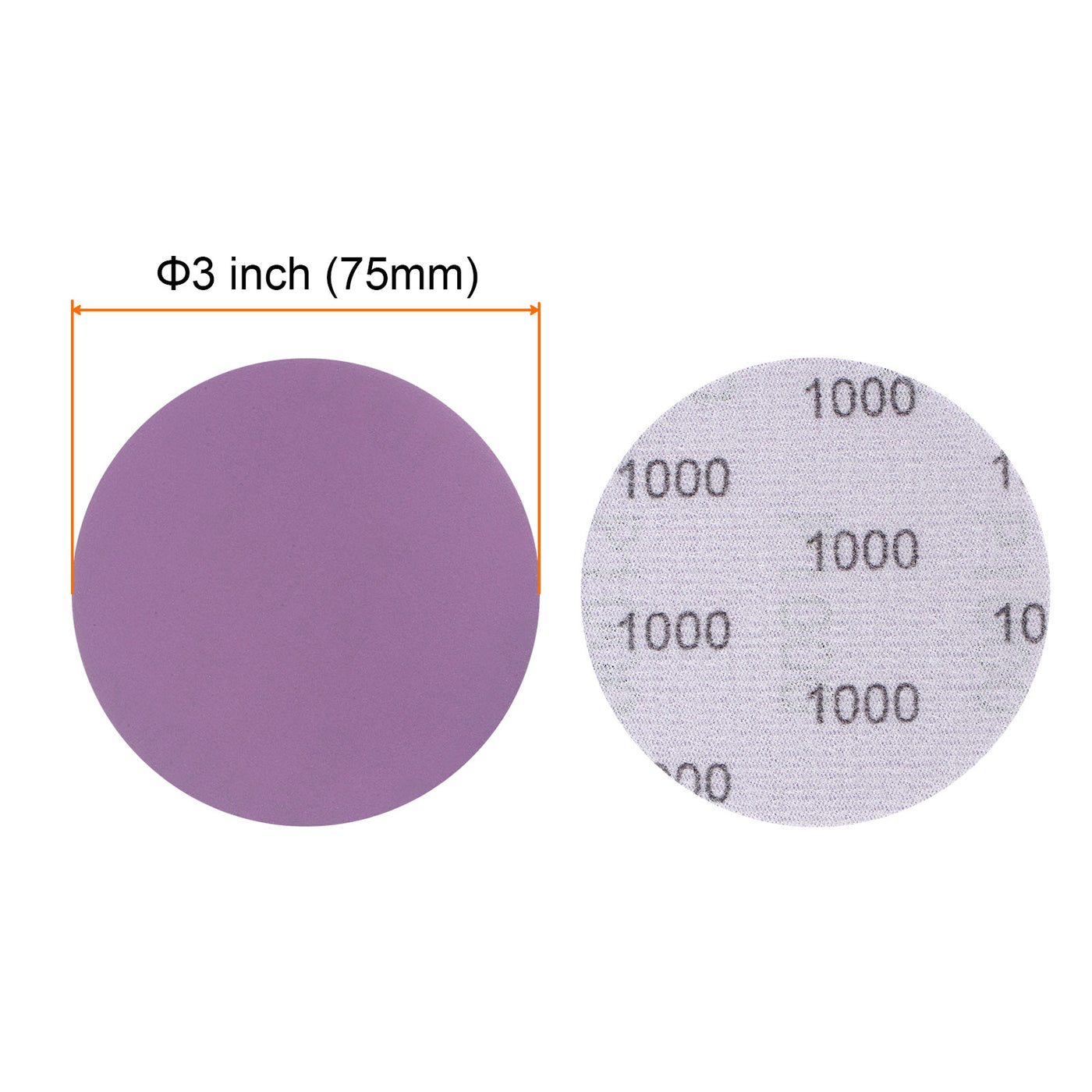 Harfington 50pcs 1000 Grit Purple Sanding Discs 3 Inch Hook and Loop Circular Sandpapers