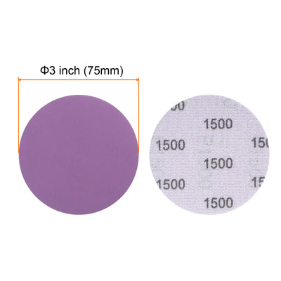 Harfington 50pcs 1500 Grit Purple Sanding Discs 3 Inch Hook and Loop Circular Sandpapers