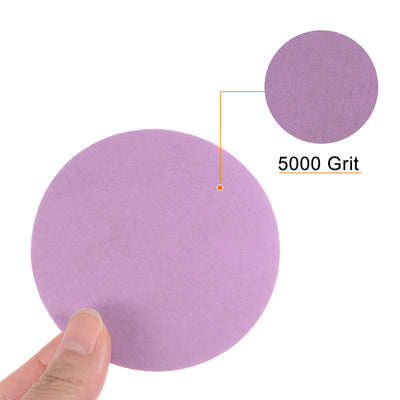 Harfington 50pcs 5000 Grit Purple Sanding Discs 3 Inch Hook and Loop Circular Sandpapers