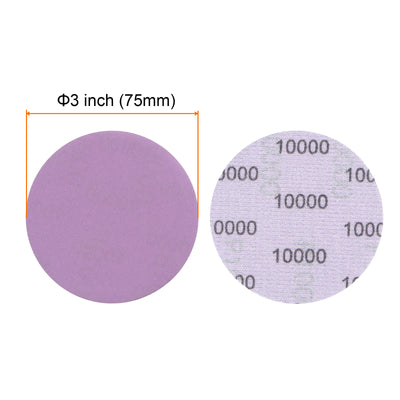 Harfington 50pcs 10000 Grit Purple Sanding Discs 3 Inch Hook and Loop Circular Sandpapers